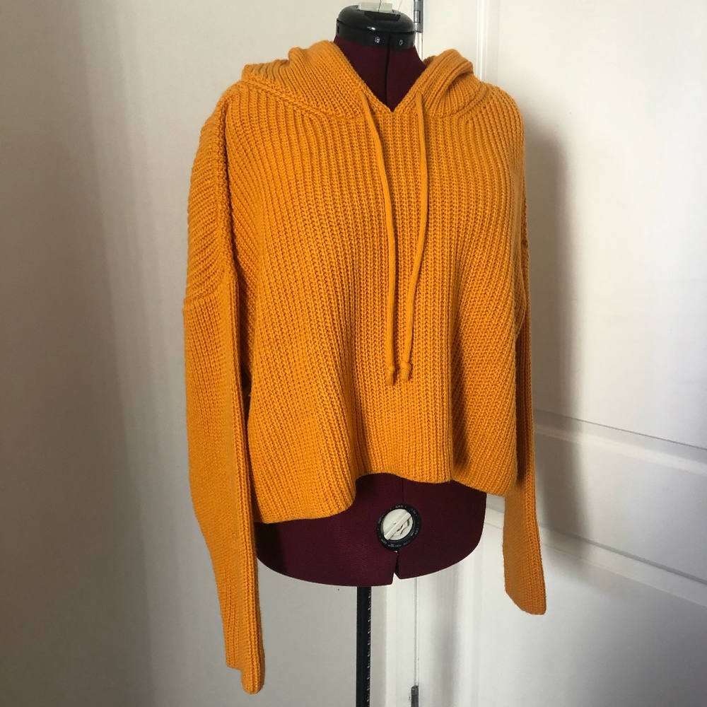 Forever 21 Chunky Knit Cropped Hoodie (Plus Size)